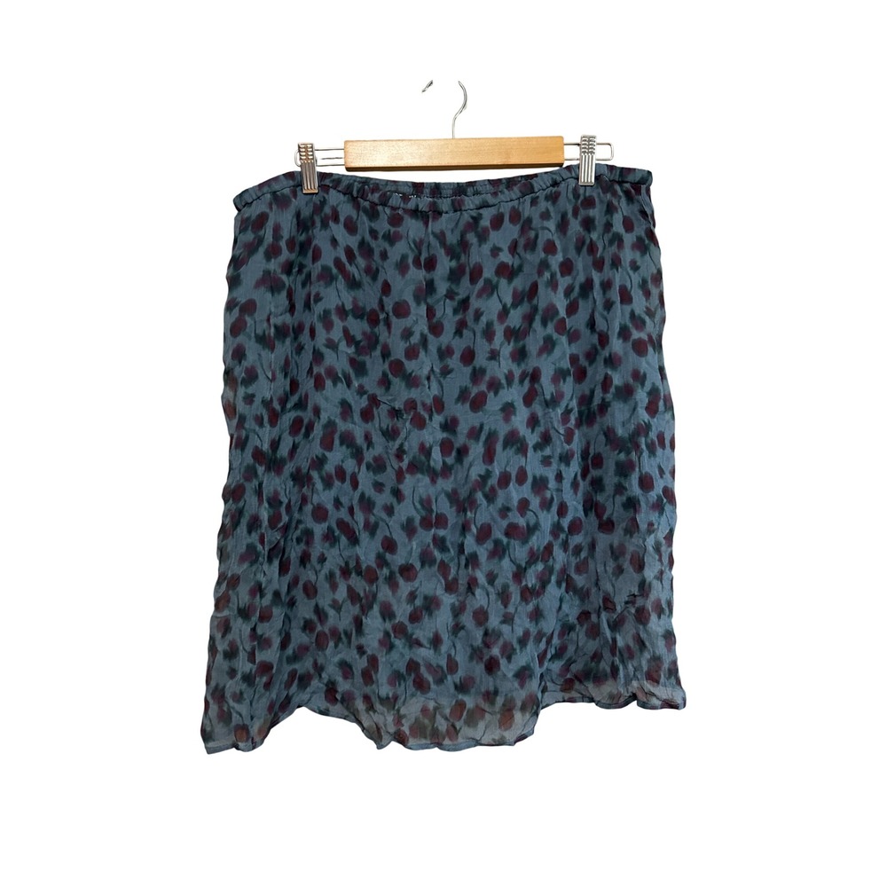 J.Crew Midi Skirt Womens XL Blue Floral Excellent Elastic Waist Cupro Blend